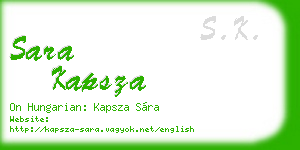 sara kapsza business card
