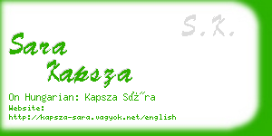 sara kapsza business card